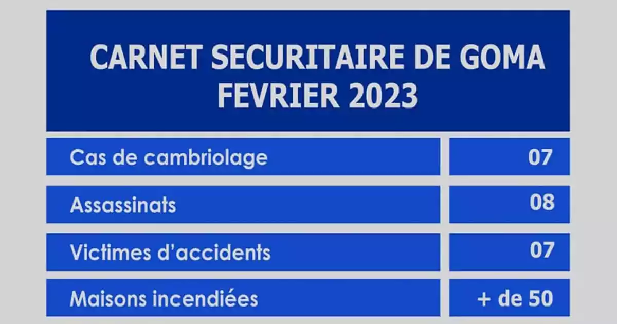 Carnet sécuritaire de Goma pour Février 2023 - Chantal Faida