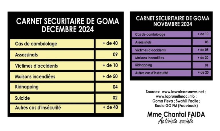 Carnet Sécuritaire Goma: Décembre 2024